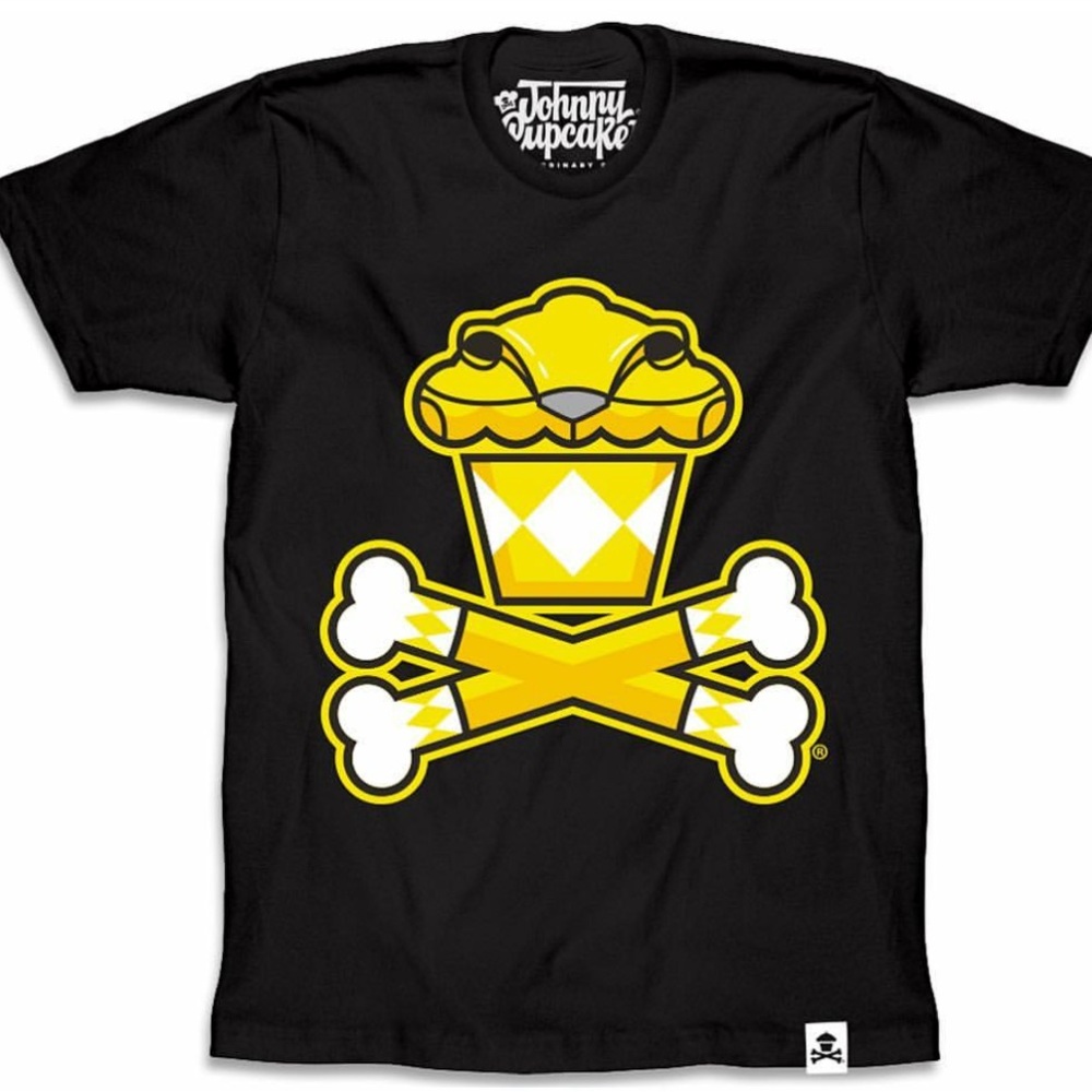 Johnny Cupcakes Black T-Shirt with Yellow Power Rangers Design